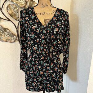 🌸 Jessica Simpson Black Floral Romper - Size M 🌸